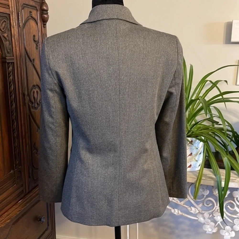 Benetton‎ Gray Wool Blend Career Jacket Blazer, Size 6P/40